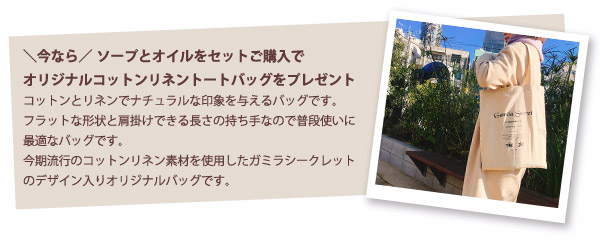 コットンリネントートバックプレゼント!